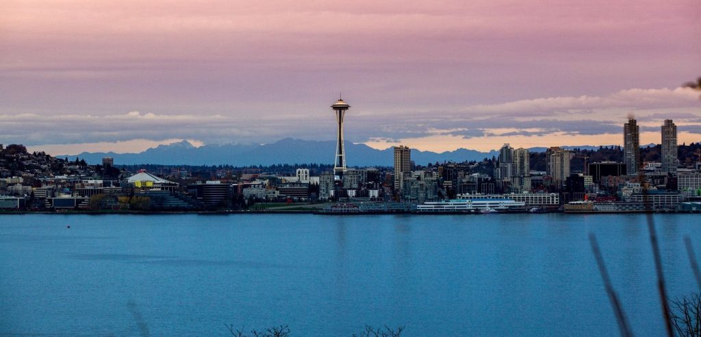 Seattle skyline at golden hour